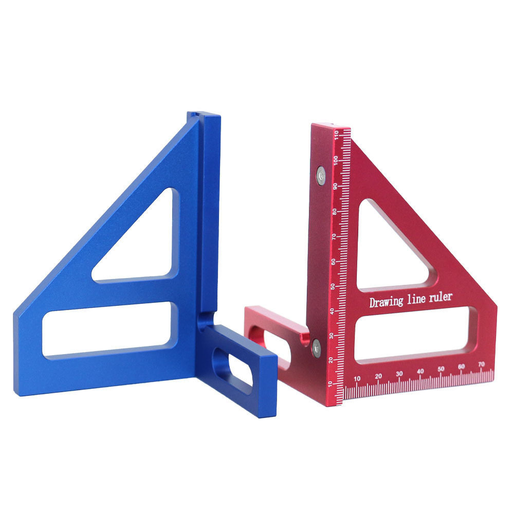Regla de calibración de carpintería métrica-británica, ángulo recto, ángulo triangular, calibrador de ángulo, regla de aleación de aluminio