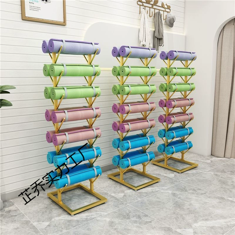 Стеллаж для хранения йога-матов большой вместимости xsz, многоярусная напольная стойка для йога-студии, набор для фитнеса с катушкой для поролона