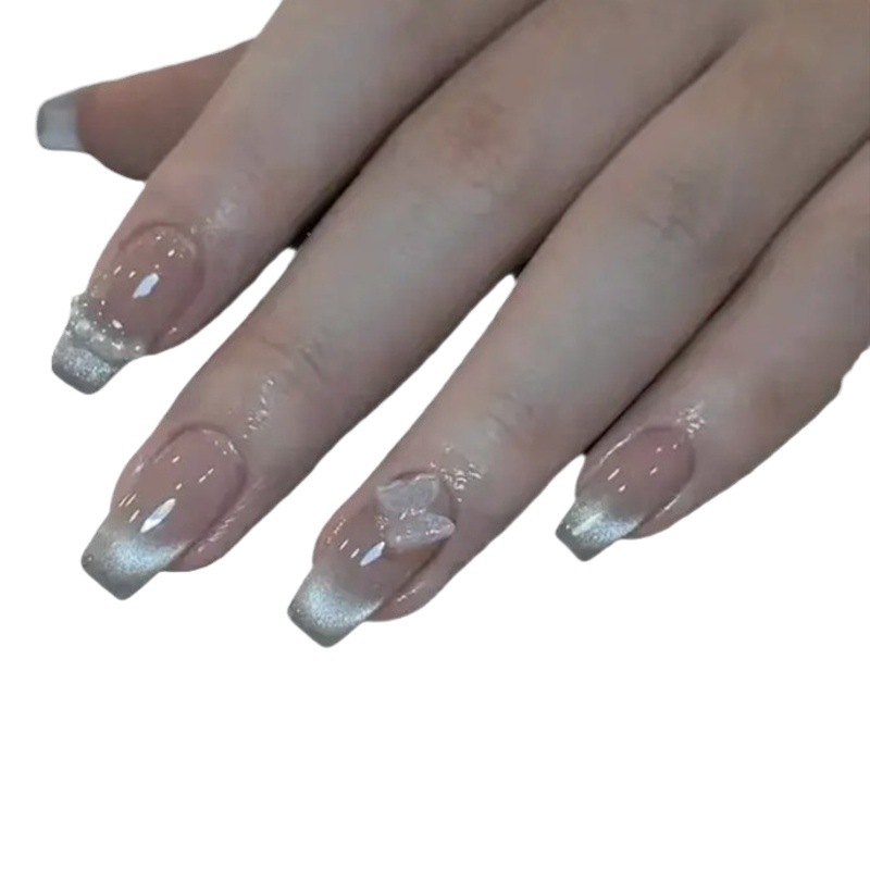 Yi danza Zhuang Zhou Mengdie desgaste manicura pieza de uñas terminado ojo de gato desnudo fototerapia parche de uñas mariposa Blanco