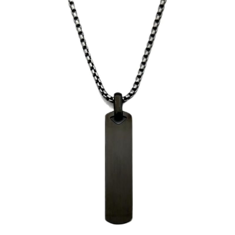 Cross-border European and American jewelry lettering does not fade simple pendant stainless steel three-dimensional rectangular geometric necklace accessories