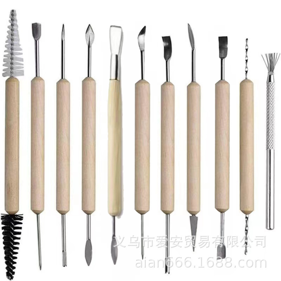 Herramientas de escultura de cerámica transfronteriza conjuntos de varias piezas herramientas de barro de arcilla de cerámica suave DIY conjunto de escultura de barro