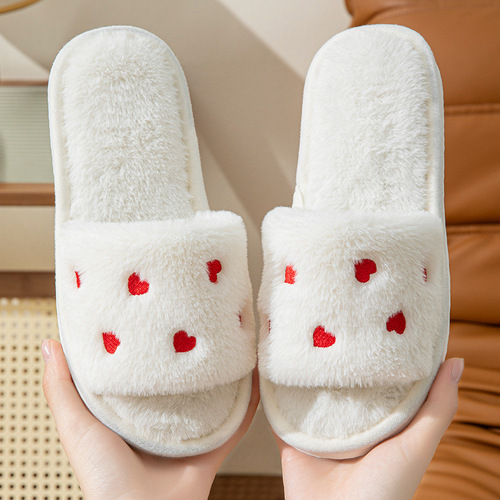 Autumn/Winter Cotton Slippers, Summer Linen Cotton Slippers for Women, Home/Indoor Non-Slip Couple Slippers, Ladies' Small Heart Slippers