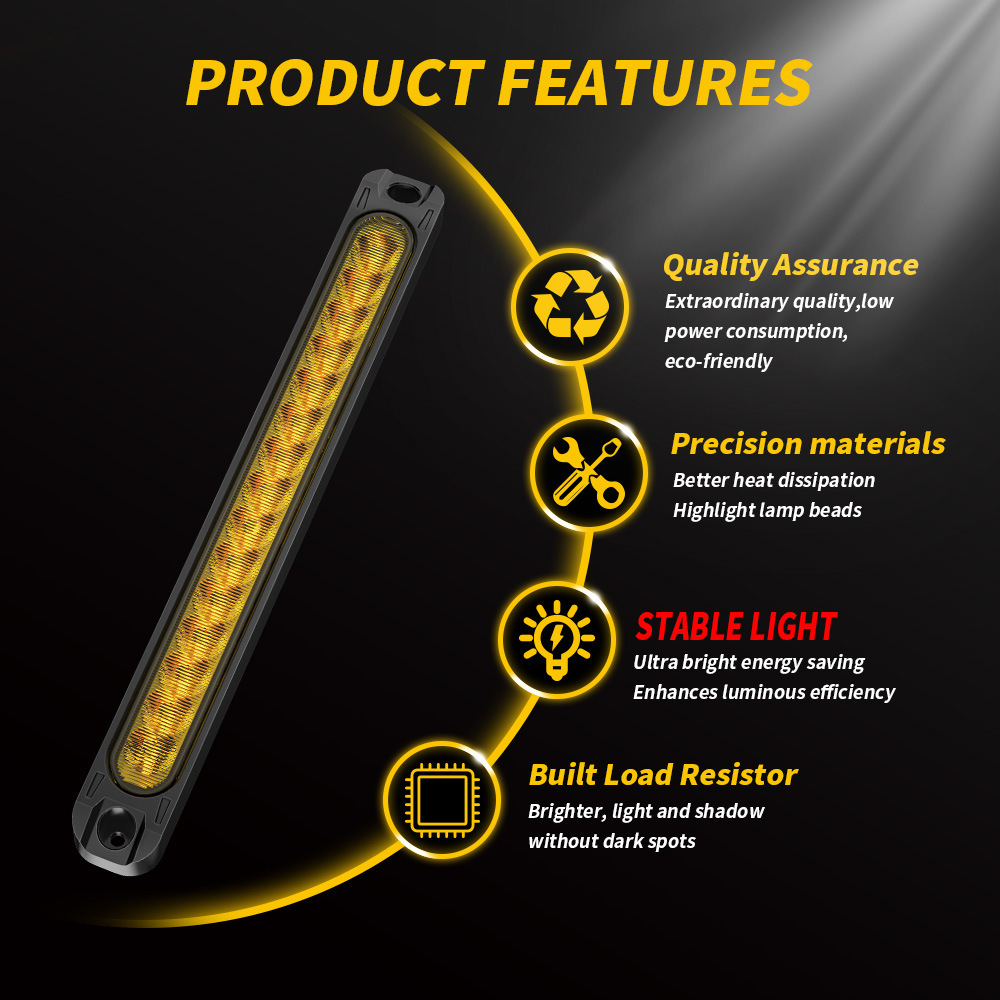 High Brake Light Tail Light Car Truck Truck Trailer 12V24V Universal 15Led Flash Light Running Water Light