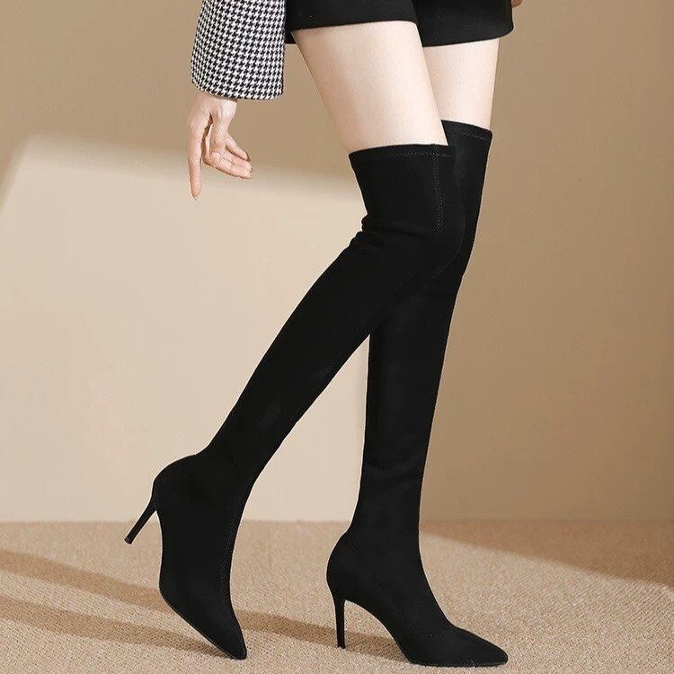 2026 Autumn and Winter New Style Pointed Toe Stiletto Over-The-Knee Boots Women's Sock Boots Elastic Slim Boots High-Top Fashion Boots 2026 Autumn and Winter New Style Pointed Toe Stiletto Over-The-Knee Boots Women's Sock Boots Elastic Slim Boots High-Top Fashion Boots