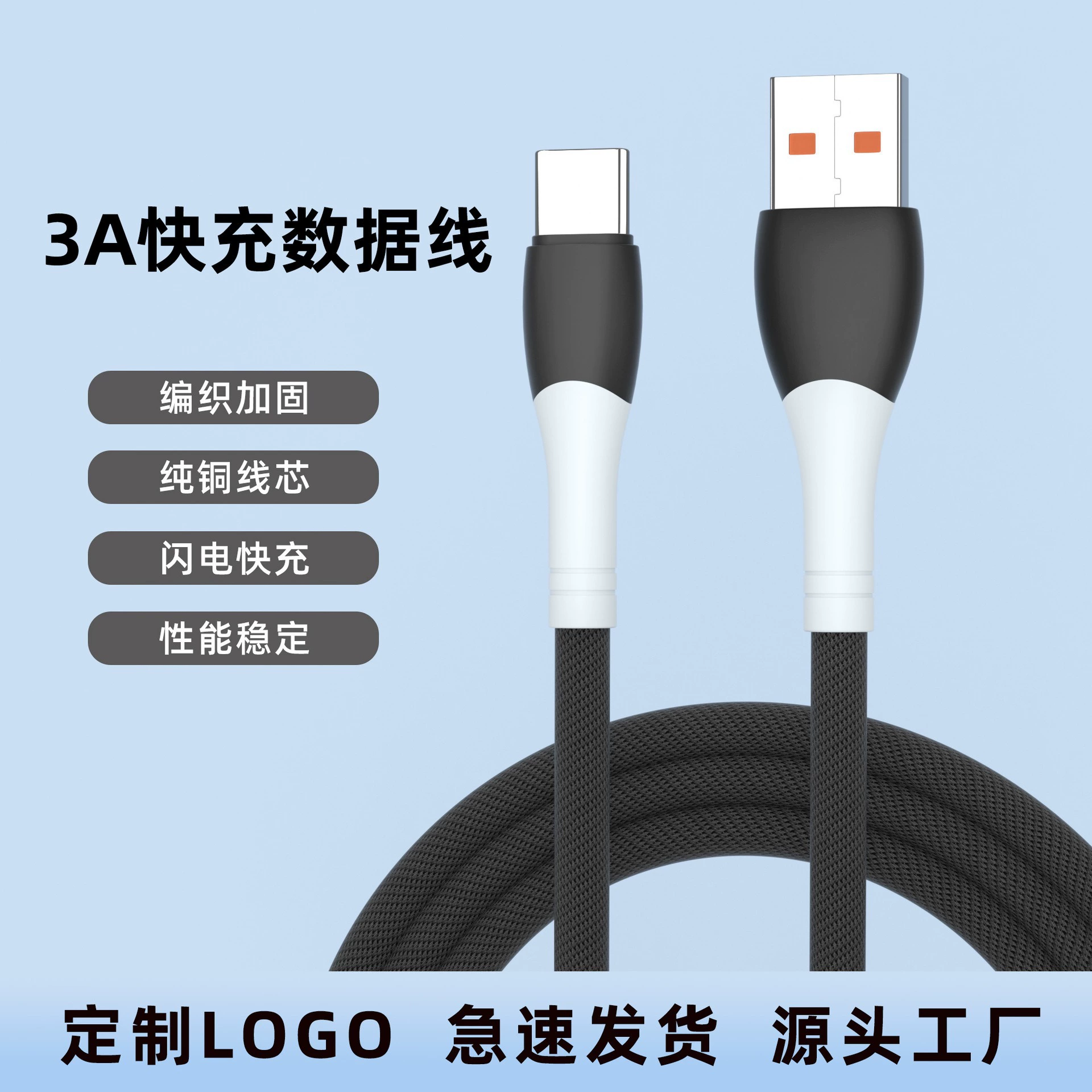 Кабель для быстрой зарядки PD27W/65W в оплетке, совместимый с телефонами Apple и Android (Type-C на Type-C), кабель для быстрой зарядки 5V3A