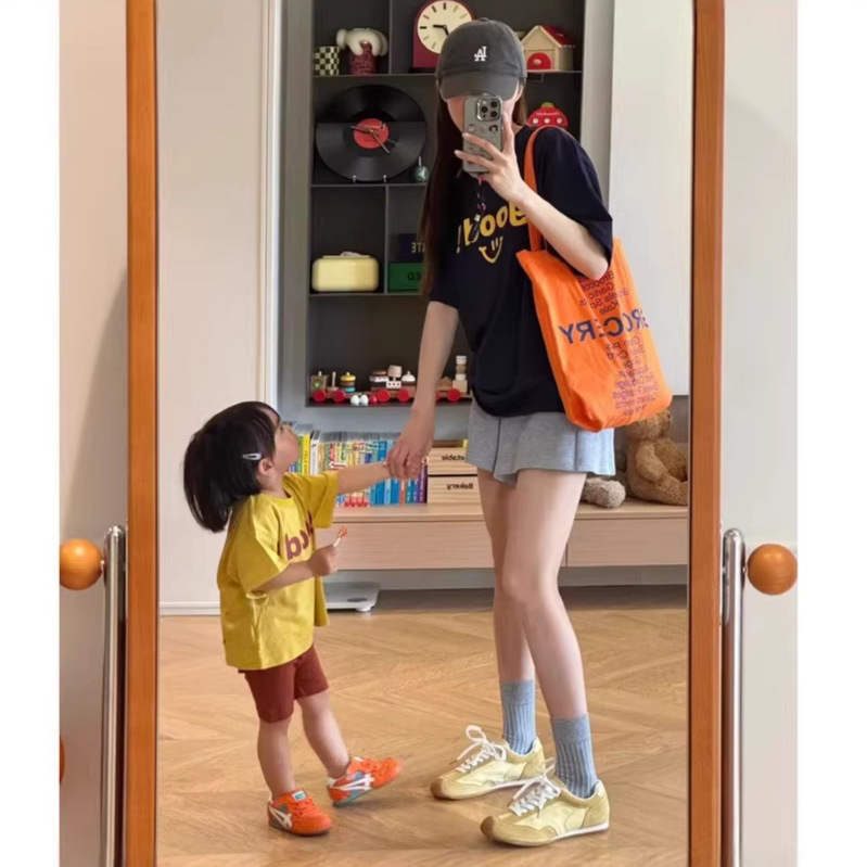 Japanese-Style Family Matching Outfits for Three or Four Members, Summer Short-Sleeve T-Shirts for Boys