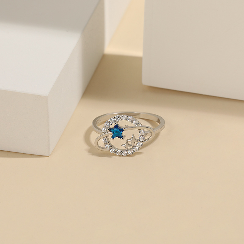 Rings Classification 10, 5 Ring Size 925 Sterling Silver Zircon Star Rings