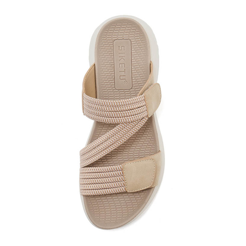 Dép sandal nữ xỏ ngón đế bệt thể thao co giãn cỡ lớn — Màu đen, Màu xanh lam, Màu mơ chi tiết 29