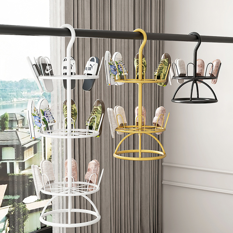 Assembly type iron balcony outdoor shoe rack multi-functional wall-mounted shoe holder