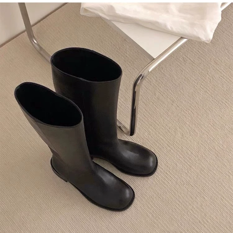 Leather retro high boots, genuine leather