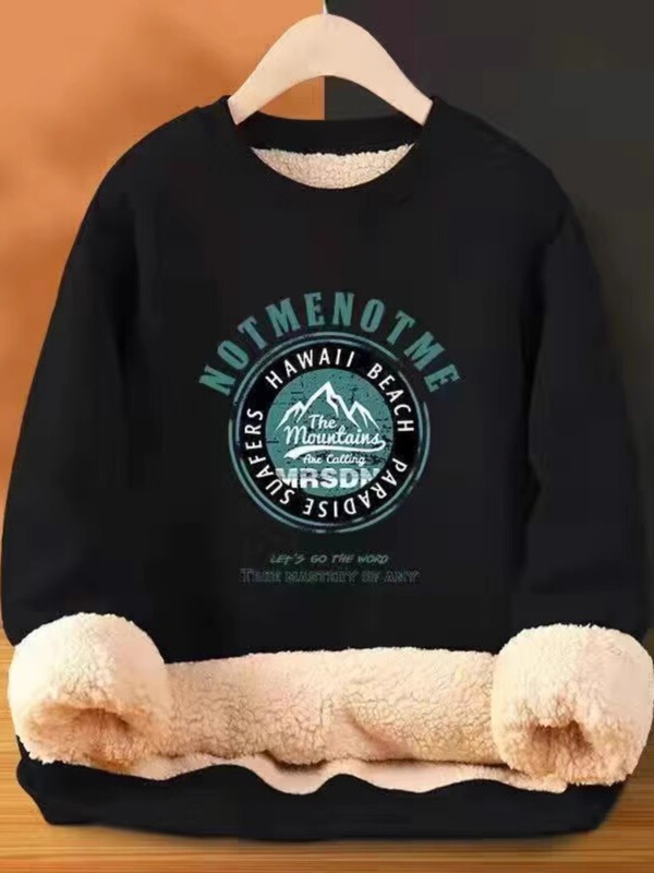 Fleece-lined thickened sweater men's winter thick warm hooded top 2023 new winter plus size men's and women's lambswool outer