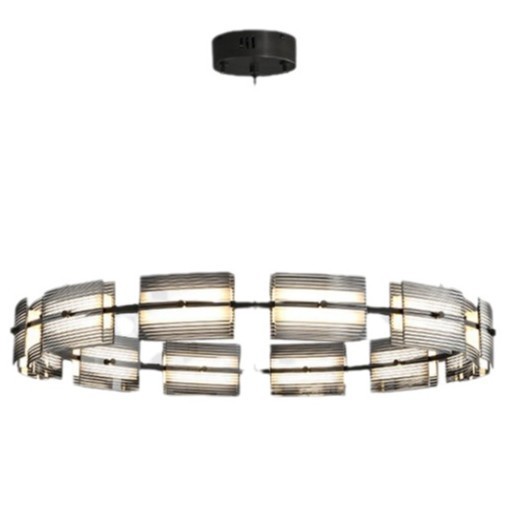 lámpara de sala de estar de vidrio italiano diseñador ligero estilo de anillo de dormitorio lujoso diseño candelabro principal comedor postmoderno extremo de gama alta