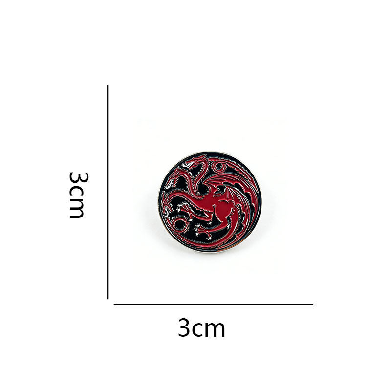 Game of Thrones Targaryen Family Brooch, Blood and Fire Three-Headed Dragon Badge, Dark Style Anime Merchandise, Backpack Accessories