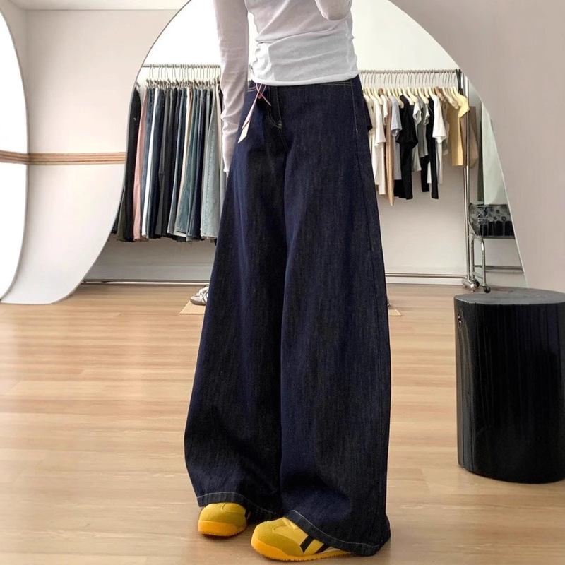 Plus Size Dark Blue Wide Leg Jeans for Women 2025 New Fat mm Pear-Shaped Figure Thick Legs Wide Crotch Slimming Look Pants Plus Size Dark Blue Wide Leg Jeans for Women 2025 New Fat mm Pear-Shaped Figure Thick Legs Wide Crotch Slimming Look Pants