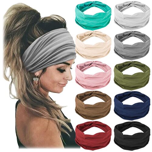 Bohemian Western-style exercise headband for women, wide yoga elastic hair tie running ponytail headband sports hair accessory