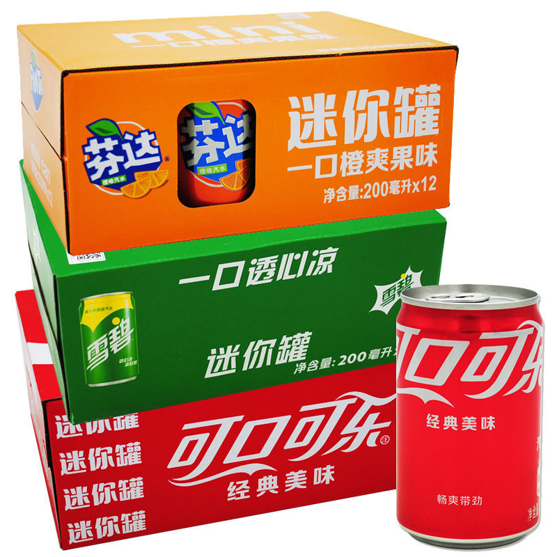 Coca-Cola Mini Mini Coke 200m*12 Cans Small Bottles of Sugar-Free Zero-Calorie Sprite Optional Full Box