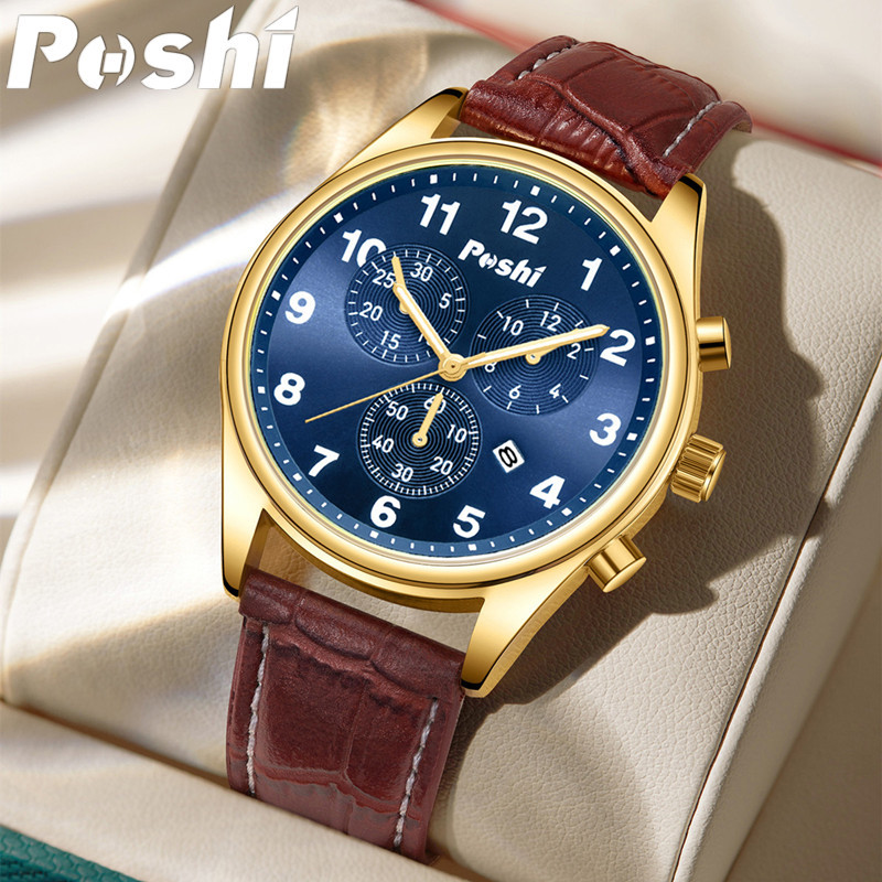 Comercio exterior nuevo POSHI marca reloj de cuarzo multifuncional negocio luminoso impermeable reloj de los hombres reloj de la correa de moda