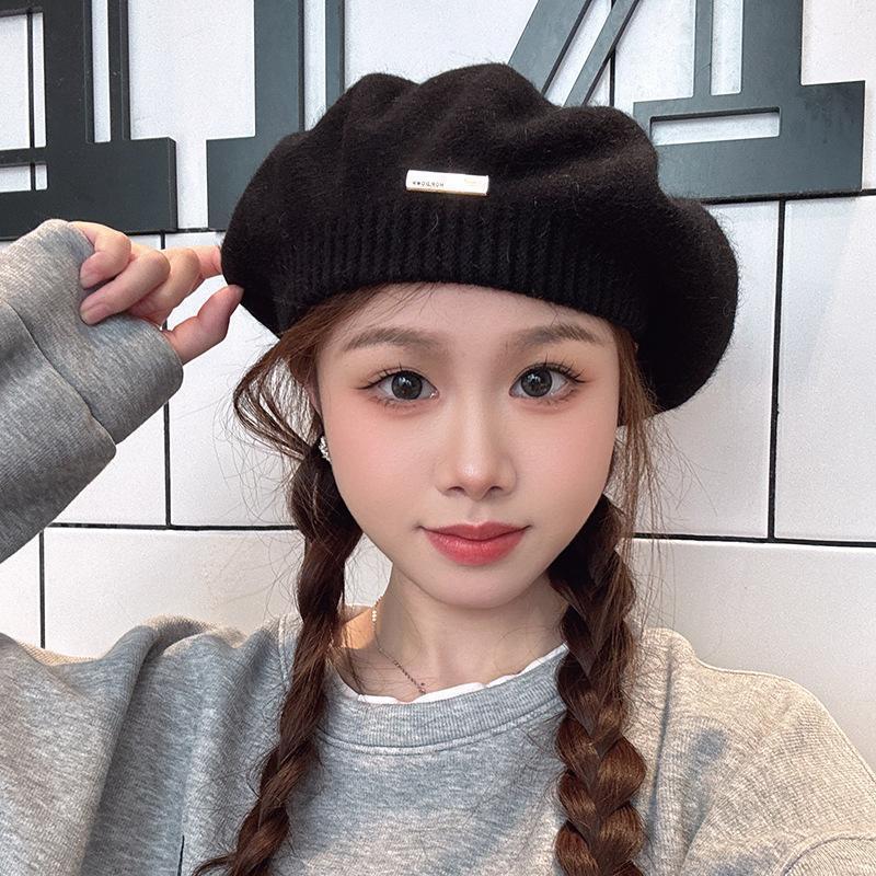 Sombrero boina de lana metálica, estilo británico retro, otoño-invierno