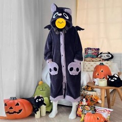 かわいいアニメのコウモリのサンゴのパジャマの女性の冬2025年の新型の厚いぬいぐるみのパジャマの家の服のパジャマのスカート