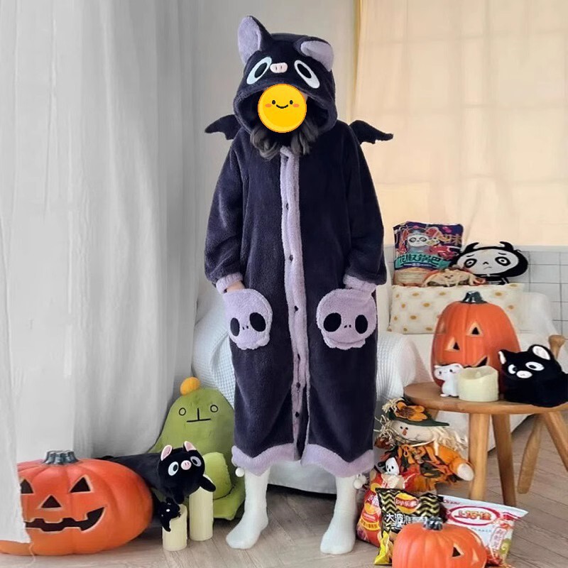 Cute Cartoon Bat Coral Velvet Pajamas for Women Winter 2026 New Thickeneded Plush Nightgown Home Wear Nightgown Cute Cartoon Bat Coral Velvet Pajamas for Women Winter 2026 New Thickeneded Plush Nightgown Home Wear Nightgown