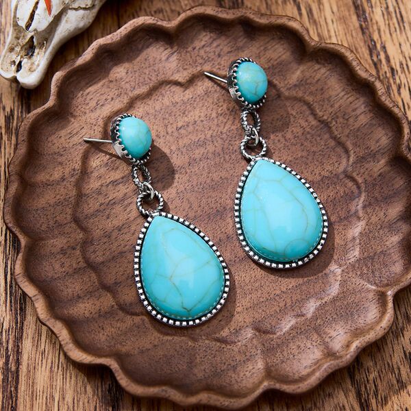 retro turquoise ethnic elegant earrings drop-shaped