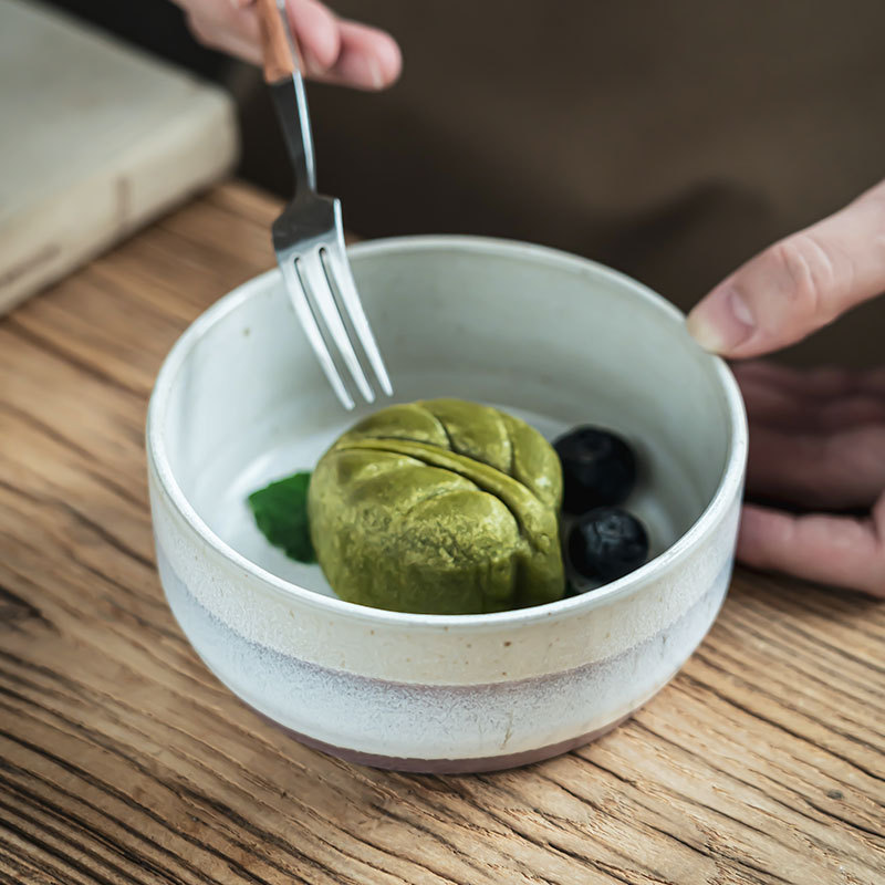 Tazón de desayuno redondo de alto valor visual estilo retro japonés bol de postre bol de arroz cerámico de empalme retro bol de gachas de bebida doméstica