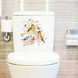 牡丹杜鹃鲸鱼冰箱贴马桶贴卫生间浴室跨境可移除装饰贴纸 MUP1734