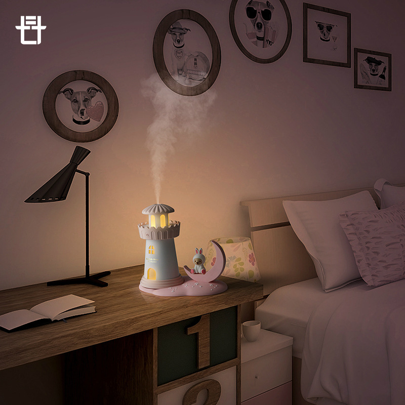 Moon Castle Night Light Humidifier Dual-Purpose Ambient Light High-End Compact Student Desktop Dormitory Air Purification