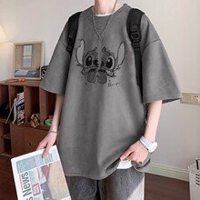 2025新款美式复古卡通动漫款重磅短袖t恤男夏季情侣高街体恤上衣