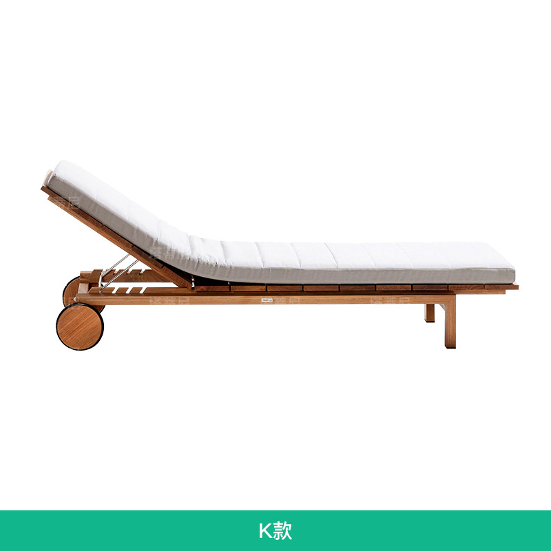 TECA al aire libre tumbado cama de ocio individual reclinable impermeable a prueba de sol piscina reclinable sofá cama de madera maciza muebles de patio image 17