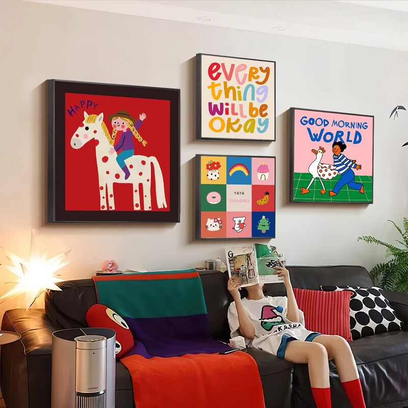 Cream Dopamine Living Room Sofa Background Wall Decoration Painting Creative Art Restaurant Wall Hanging Painting Bedroom Cartoon Mural Cream Dopamine Living Room Sofa Background Wall Decoration Painting Creative Art Restaurant Wall Hanging Painting Bedroom Cartoon Mural