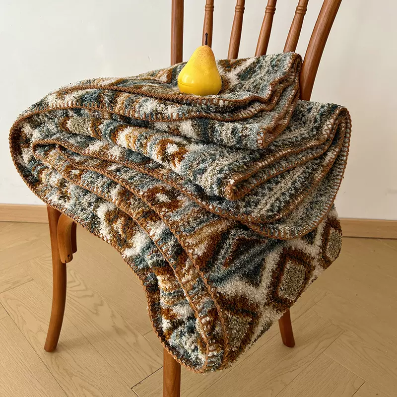 高级感A类半边绒毛毯波西米亚毛毯沙发盖毯办公室午睡毯披肩毯子