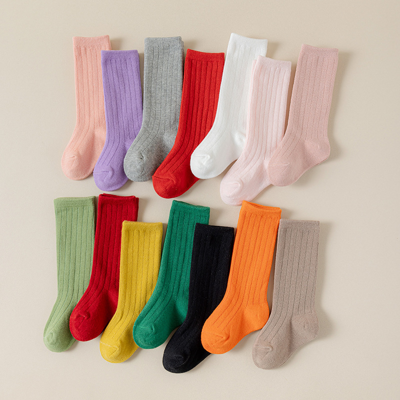 Candy color children's socks spring and autumn four seasons tube socks solid color cute girls baby children calf socks wholesale