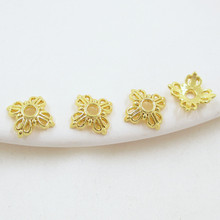 电镀保色四叶草花托隔片14k金镂空花托花帽手链串珠配饰现货秒发