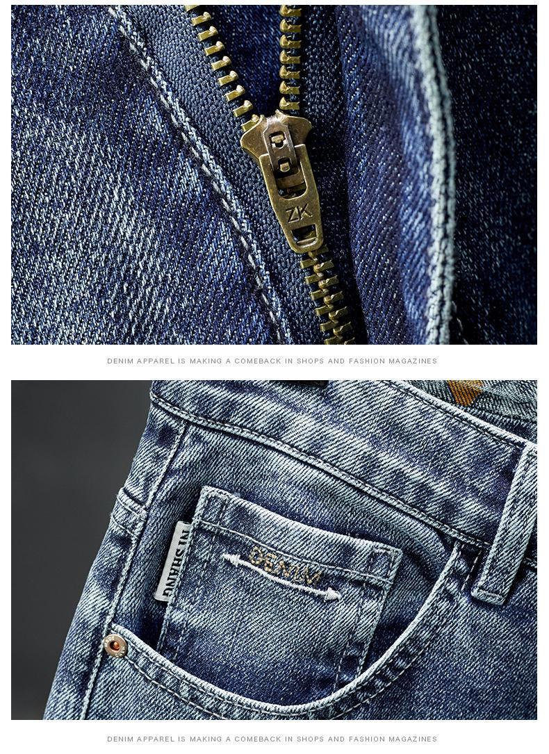 Jeans for men, high-end ruffian handsome, trendy embroidery and printing, elastic slim fit, small straight leg,_voghion.com