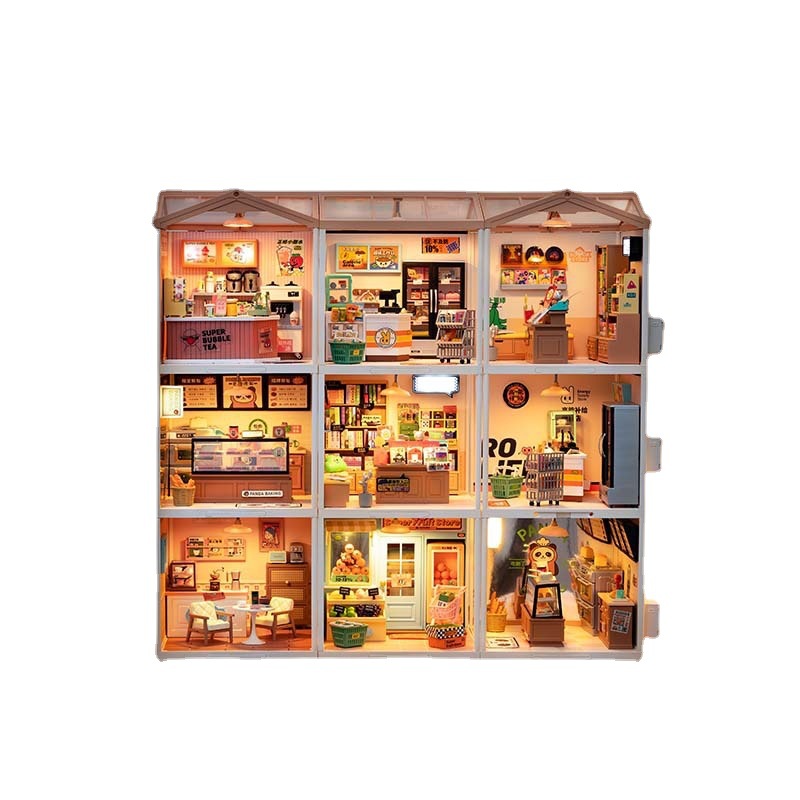 Ruo Lai Block Toys Diy House Super Store Series Creativo Bloques de construcción de ensamblaje tridimensional Juguetes Personalización de regalos