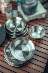 Outdoor stainless steel dinner plate bowl 16-piece set camping barbecue plate household soup basin camping tableware self-driving barbecue