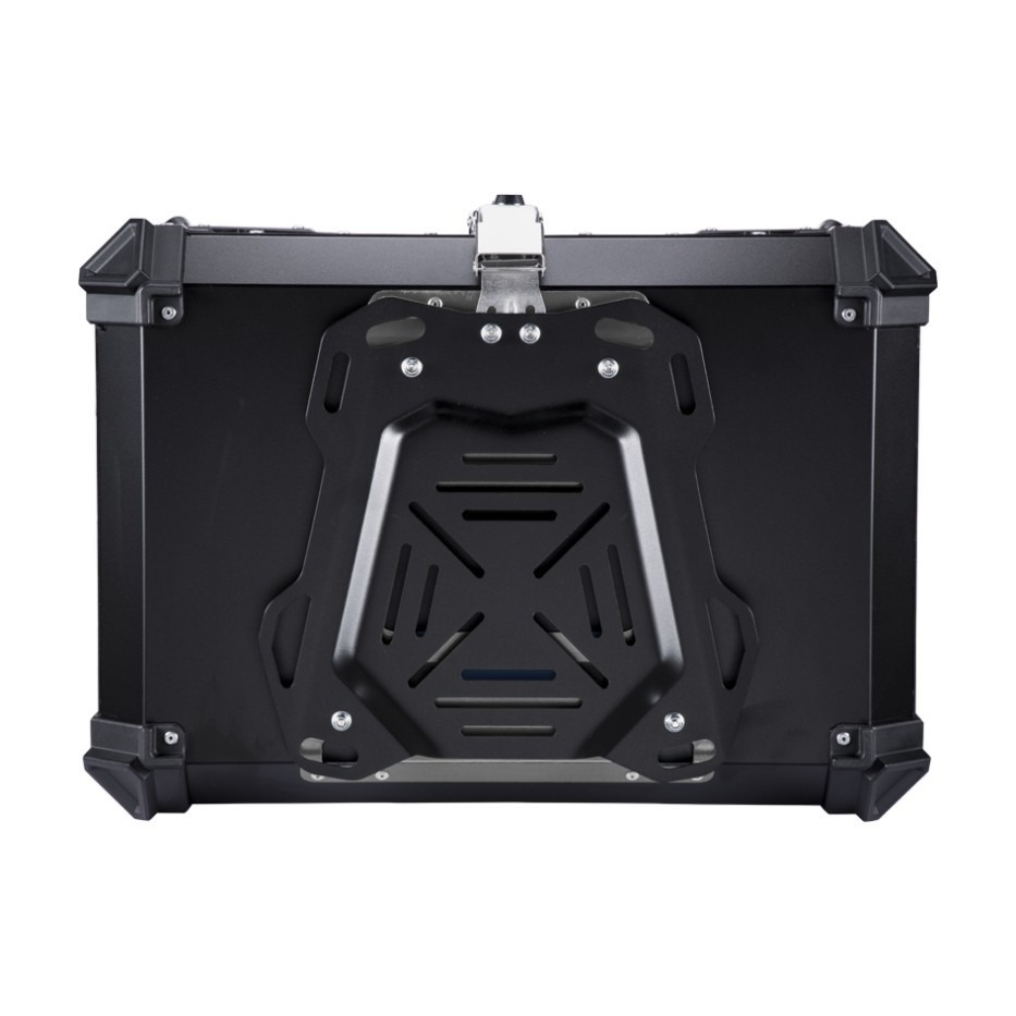 Caja de almacenamiento de aluminio plano de gran capacidad Caja de almacenamiento de locomotora de camping 65L Plata / Negro Durable