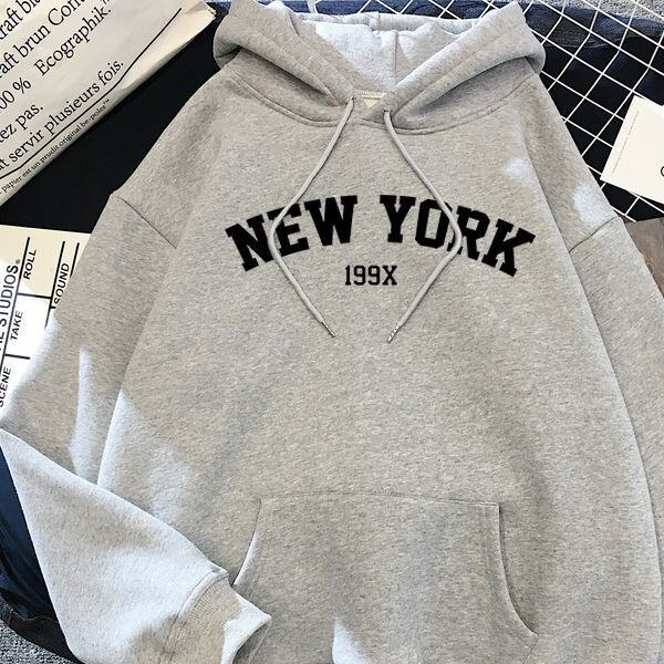 Cross-border fleece-lined letters and numbers hoodies kawaii funny women's sweater hoodie men's and women's tops