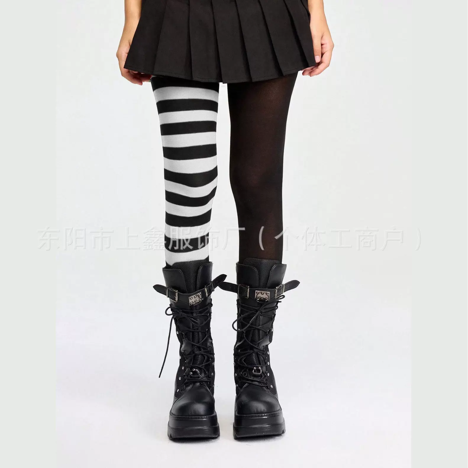 现货批发条纹连体裤袜圣诞节万圣节服装配饰条纹袜 成人连裤袜