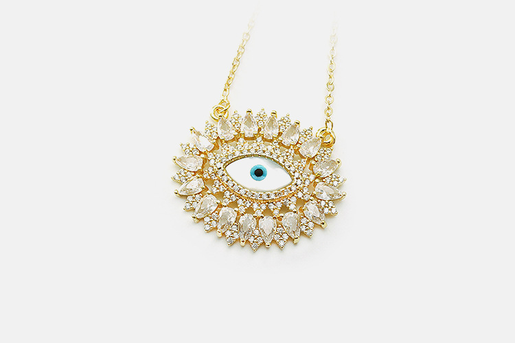 Wholesale Jewelry Devil's Eye Pendant Copper Inlaid Zircon Necklace Nihaojewelry display picture 7