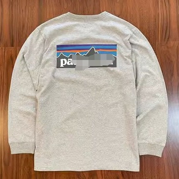 Logotipo de comercio exterior Classic Outdoor Mountain Series Camiseta de manga larga del mismo estilo para hombres y mujeres