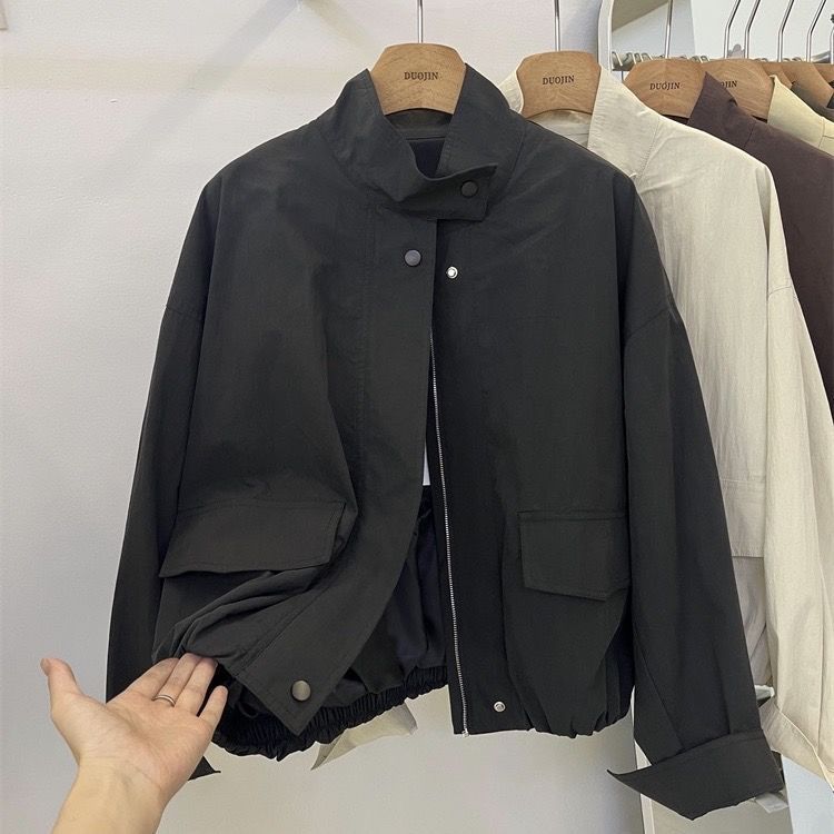 立领工装外套女秋季2025新款设计感小众港风宽松百搭休闲别致上衣|undefined