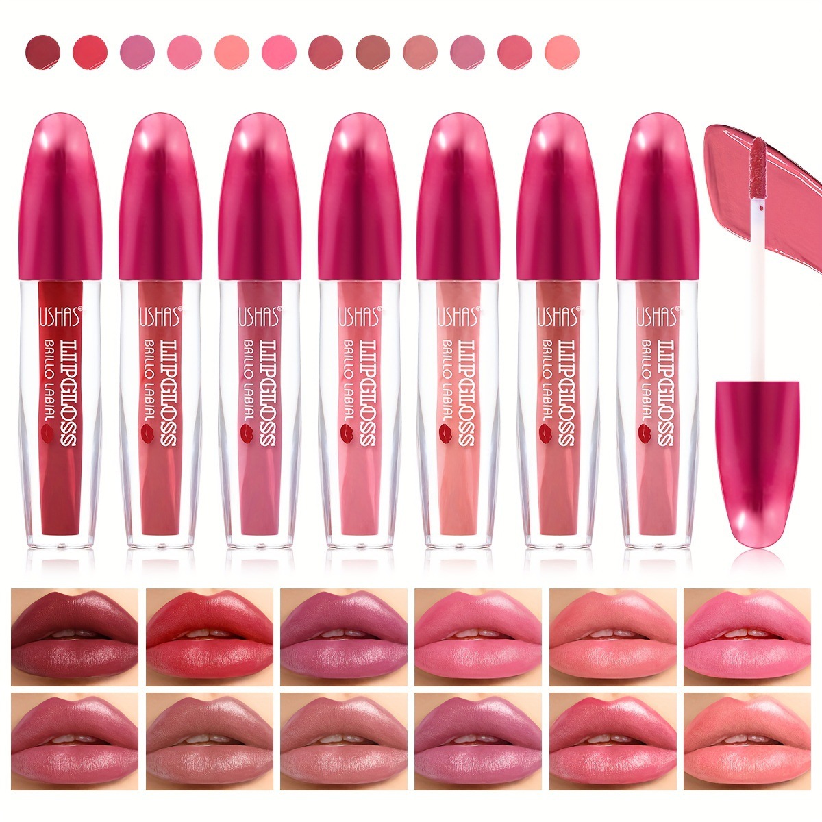 USHAS Europa y América Punto transfronterizo Brillo de labios Impermeable Hidratante Fácil de colorear Taza antiadherente Lápiz labial líquido de larga duración LG2540B