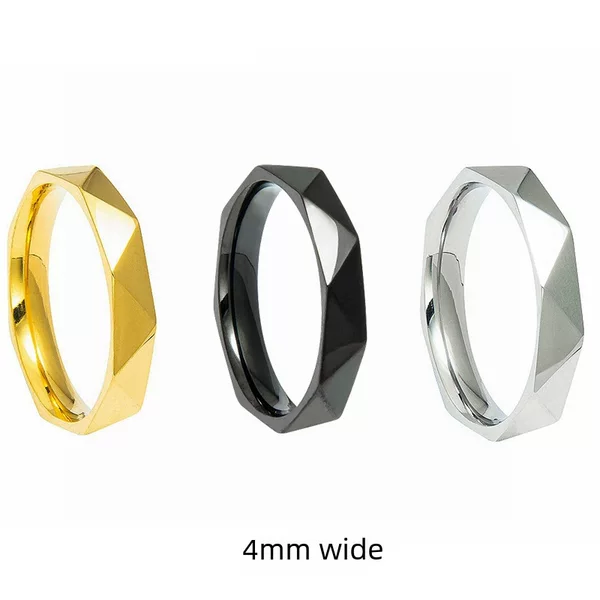 European and American Cross-Border Geometric Rhombus Stainless Steel Ring for Women, Ins Niche Personality Minimalist Style Jewelry Trendy Hand Accessory