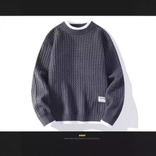 Cross-border Sweater Men's 2024 Spring and Autumn Fashionable Knitted Sweater Autumn and Winter Sweater Inner Base Sweater Autumn Sweater