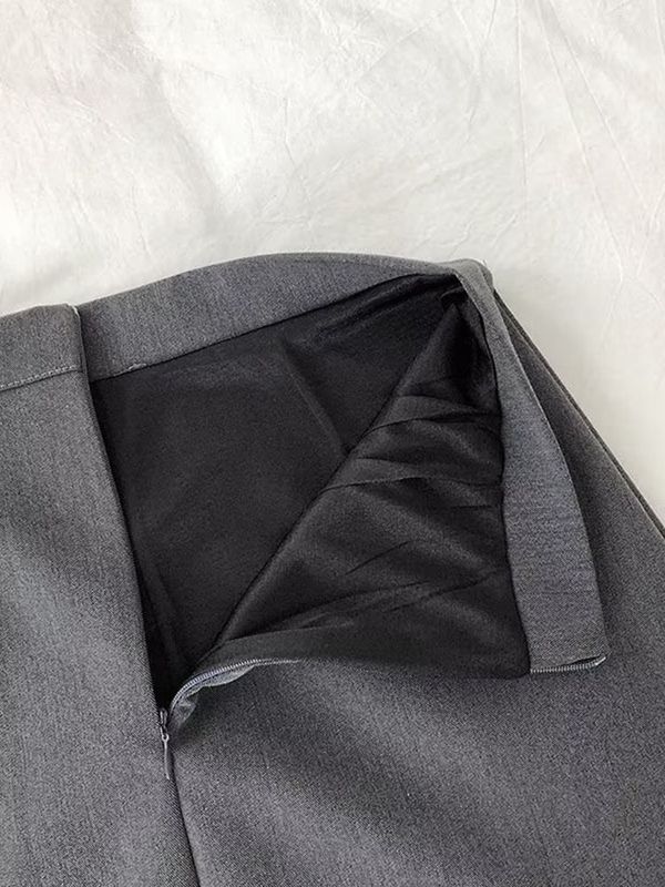 灰色西装包臀半身裙女春秋季休闲高腰显瘦小个子字裙短裙|undefined