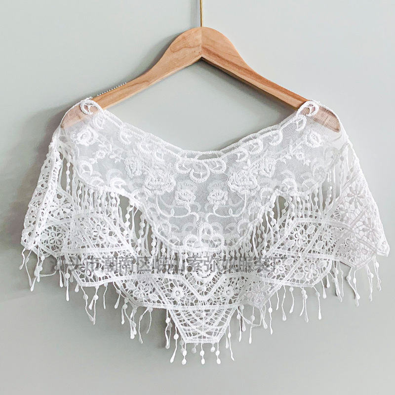 Ming-Made Stand-Up Collar Han Lace Embroidered Han Dynasty Eclectic Tassel Shawl Cut Out Cloud Shoulder Al102-1-2