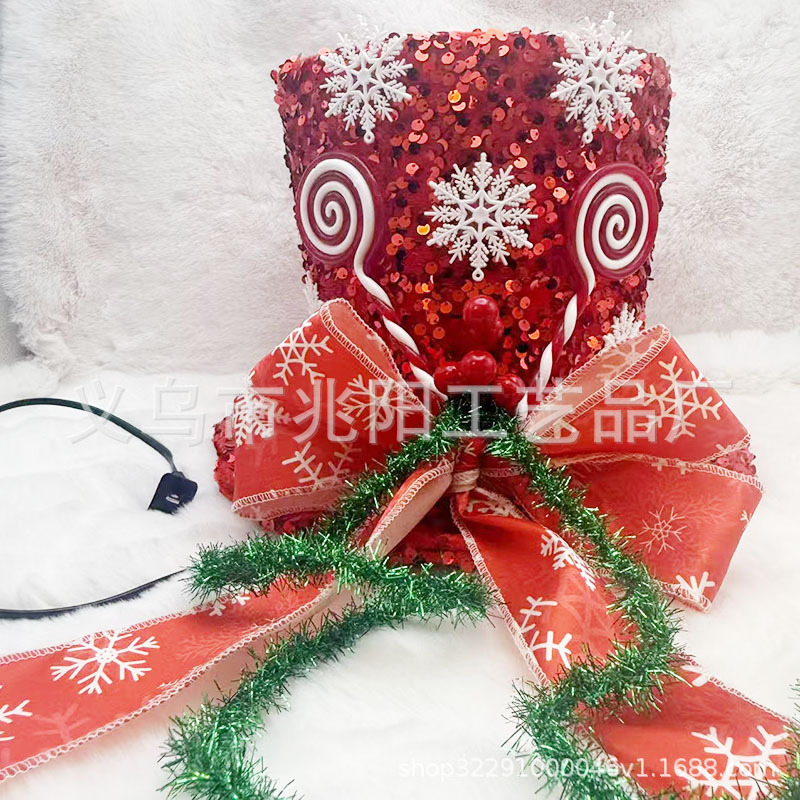 Navidad interior luminoso sombrero de árbol de Navidad decoración de lámpara de proyección sombrero de caramelo sombrero de arco de sequillas sombrero de árbol