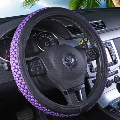 Seasons, Steering wheel cover - purple-knittedleather-double-style-general